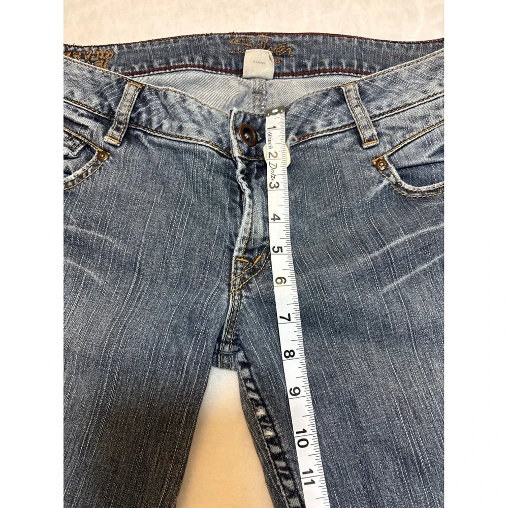 Silver Jeans Co Bootcut‎ Flare Jeans Blue Wash Distressed Frayed Hem Size 31 - Picture 4 of 11